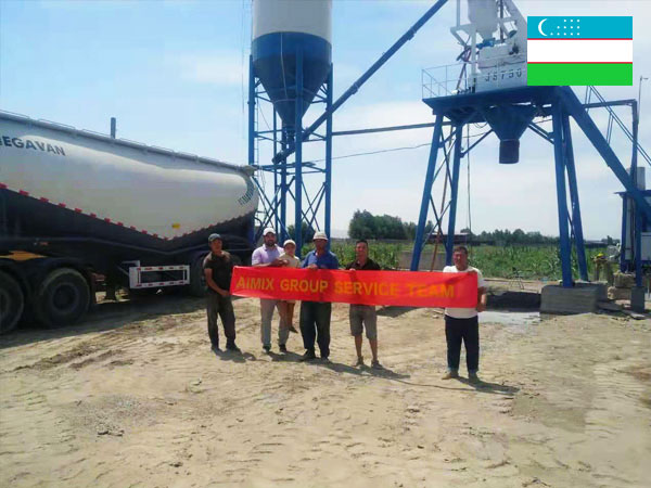 AJ-35 small concrete plant installed in Uzbekistan