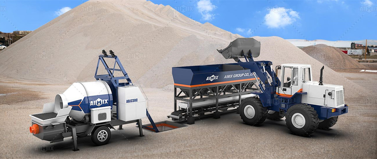 wheel loader and concrete batching machine and mixing concrete pump for Indonesia project