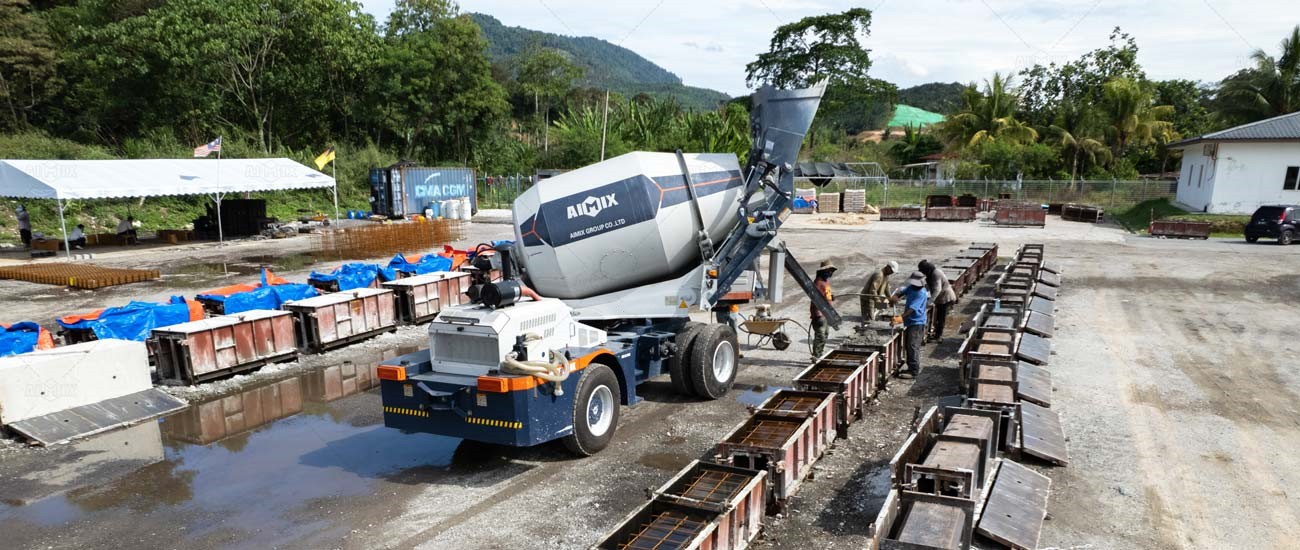 Aimix Mobile Concrete Mixer in the Malaysia for Precast Concrete